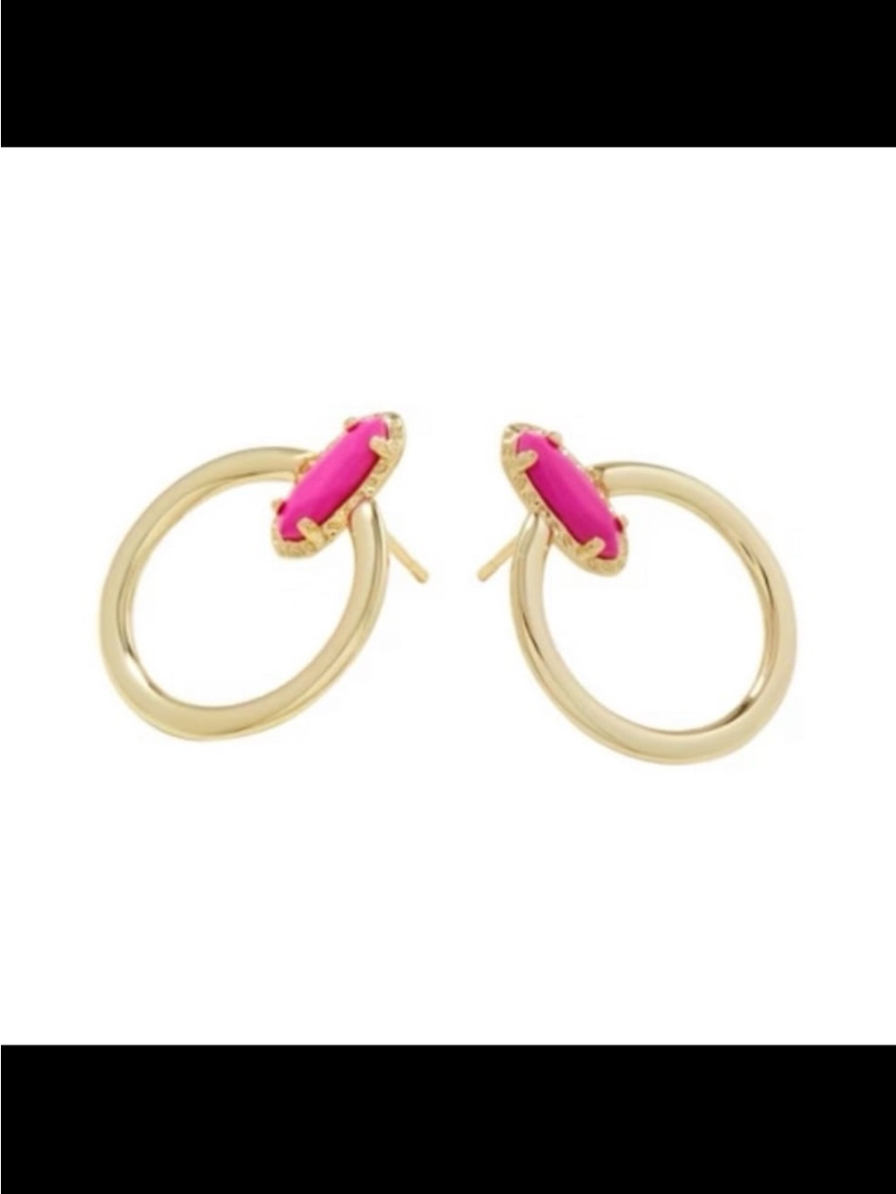 14kt gold plated over brass Emma open frame circle hoops magnesite #975
